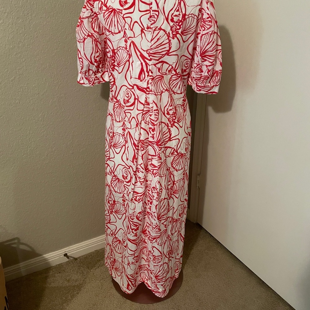 Elegant Red Seashell Maxi Dress - Picture 4 of 10